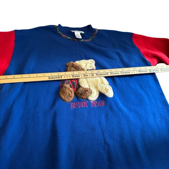 Vintage‎ 90s Night Gear Sweatshirt Nightgown One Sz Teddy Buddy Bear Plaid Comfy - Picture 7 of 12